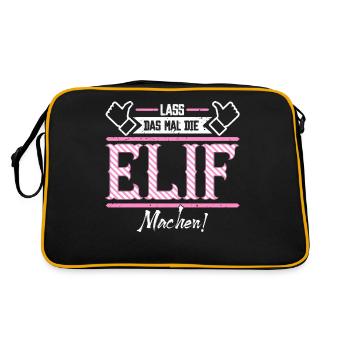 Elif Geschenkidee Geschenk Geburtstag - Retro Tasche - Schwarz/Gold - Hinten