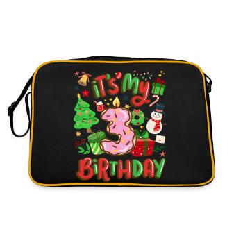 Es Ist Mein 3 Geburtstag Schneemann Weihnachten - Retro Tasche - Schwarz/Gold - Hinten