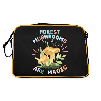 Mushrooms, forest mushrooms, funny saying - Retro Bag - black/gold - Back