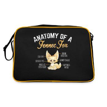 Anatomie D’Un Fennec Renard Mignon Renard Amant Kawaii Fenn - Sac Retro - noir/or - Dos