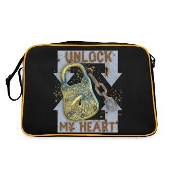 Valentine's Day saying, lock keys, love-love - Retro Bag - black/gold - Back