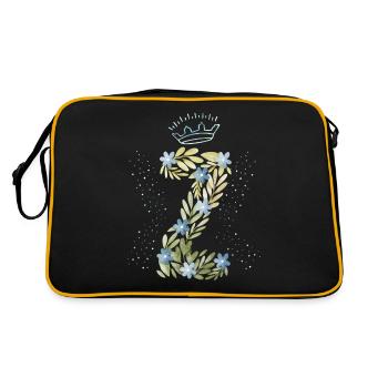 Monogram letter Z with crown, floral ornament - Retro Bag - black/gold - Back
