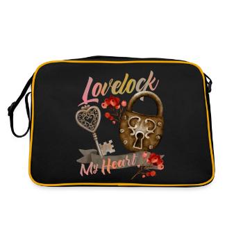 Valentine's Day Padlock Love Saying - Retro Bag - black/gold - Back