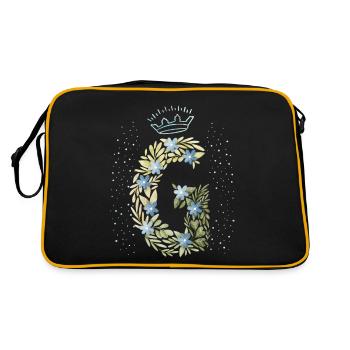 Lettre monogramme G avec couronne, ornement floral - Sac Retro - noir/or - Dos