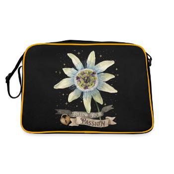 Passiflore, Illustration botanique vintage - Sac Retro - noir/or - Dos