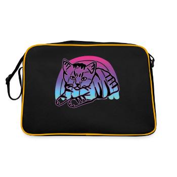 Chat graphique Retro Cat pour les propriétaires de chats - Sac Retro - noir/or - Dos