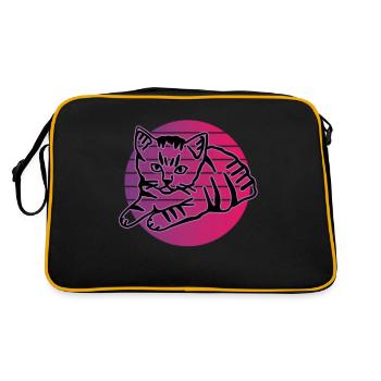 Chat graphique Retro Cat pour les propriétaires de chats - Sac Retro - noir/or - Dos