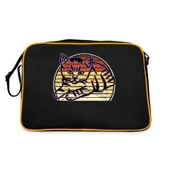Chat graphique Retro Cat pour les propriétaires de chats - Sac Retro - noir/or - Dos