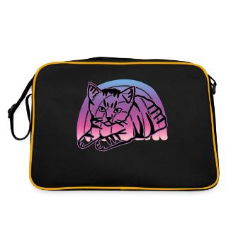 Chat graphique Retro Cat pour les propriétaires de chats - Sac Retro - noir/or - Dos