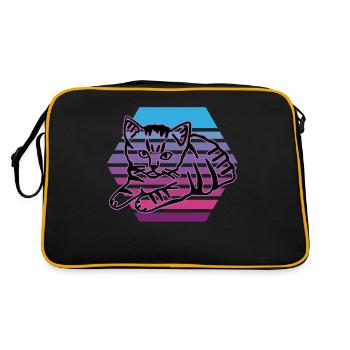 Chat graphique Retro Cat pour les propriétaires de chats - Sac Retro - noir/or - Dos