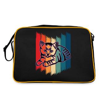 Chat graphique Retro Cat pour les propriétaires de chats - Sac Retro - noir/or - Dos