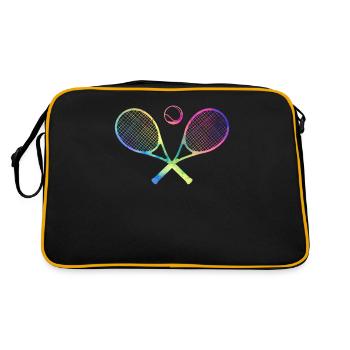 tennis crossed racquets ball funny sport games - Retro Bag - black/gold - Back
