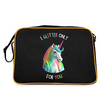 Cute unicorn looking for you to his - Retro Bag - black/gold - Back