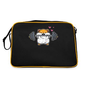 Dwarf Hamster Muscle Training Weightlifting Fitnes - Retro Tasche - Schwarz/Gold - Hinten