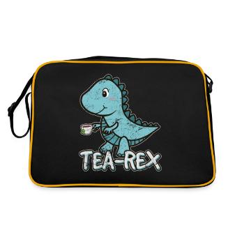 Tea Rex Dinosaur Lover Cartoon Lover Funny Cute Tue - Retro Bag - black/gold - Back