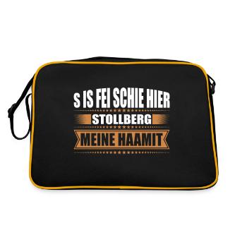 Erzgebirge Heimat Stollberg - Retro Tasche - Schwarz/Gold - Hinten