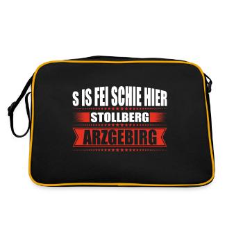 Erzgebirge Heimat Stollberg - Retro Tasche - Schwarz/Gold - Hinten