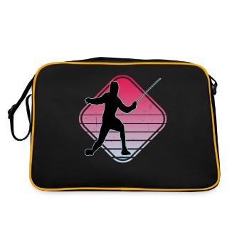 Fechten Fechtsport Fechtkampf Sportfechten - Retro Tasche - Schwarz/Gold - Hinten
