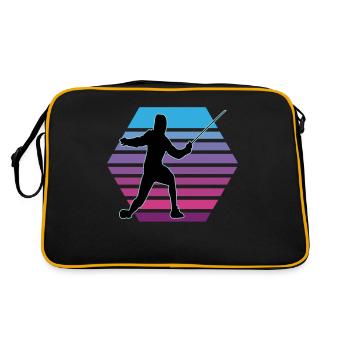 Fechten Fechtsport Fechtkampf Sportfechten - Retro Tasche - Schwarz/Gold - Hinten
