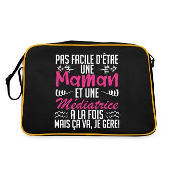 pas facile d'être une maman et une Médiatrice. - Sac Retro - noir/or - Dos