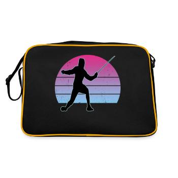 Fechten Fechtsport Fechtkampf Sportfechten - Retro Tasche - Schwarz/Gold - Hinten