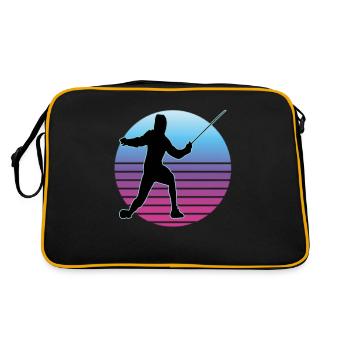 Fechten Fechtsport Fechtkampf Sportfechten - Retro Tasche - Schwarz/Gold - Hinten