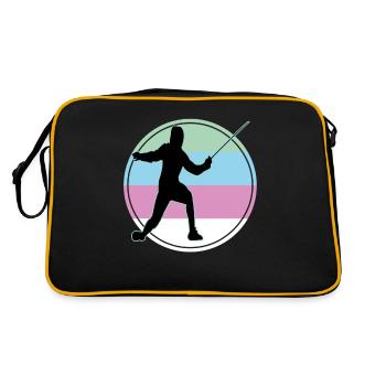 Fechten Fechtsport Fechtkampf Sportfechten - Retro Tasche - Schwarz/Gold - Hinten