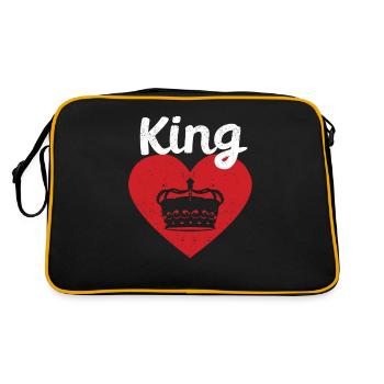 König Rotes Herz Krone Silhouette Paare Mann Frau - Retro Tasche - Schwarz/Gold - Hinten