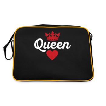 Königin Rotes Herz Krone Silhouette Paare Mann - Retro Tasche - Schwarz/Gold - Hinten