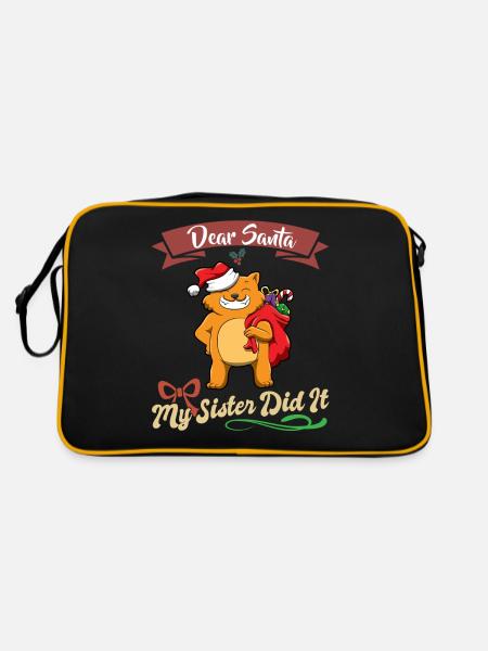 Cher Père Noël Ma sœur l’a fait frères et sœurs Noël - Sac Retro - noir/or - Dos
