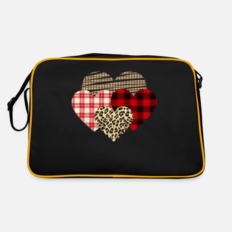 Herzen Leopard Plaid Büffel Herz Liebe Valentin Retro Tasche