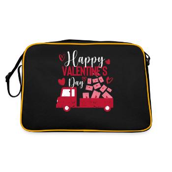 Happy Valentines Day Red truck with letters post - Retro Bag - black/gold - Back