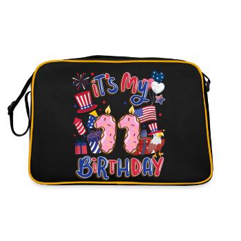 Es Ist Mein 11 Geburtstag Eagle 4. Juli - Retro Tasche - Schwarz/Gold - Hinten