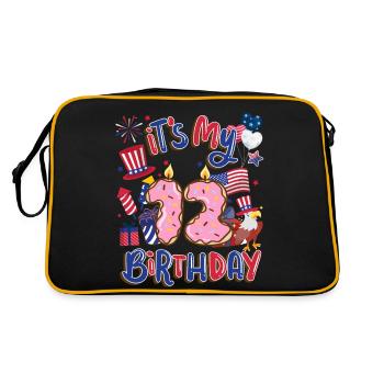 Es Ist Mein 12 Geburtstag Eagle 4. Juli - Retro Tasche - Schwarz/Gold - Hinten