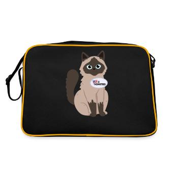 Ich Habe Gekotzt Lustige Katze Amerikanische Wahl - Retro Tasche - Schwarz/Gold - Hinten