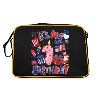 Es Ist Mein 1 Geburtstag Eagle 4. Juli - Retro Tasche - Schwarz/Gold - Hinten