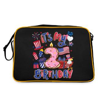 Es Ist Mein 2 Geburtstag Eagle 4. Juli - Retro Tasche - Schwarz/Gold - Hinten