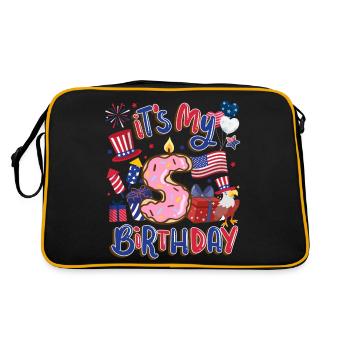 Es Ist Mein 5 Geburtstag Eagle 4. Juli - Retro Tasche - Schwarz/Gold - Hinten