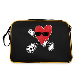 Herz beim Fußballspielen Valentinstag Fußballspiel - Retro Tasche - Schwarz/Gold - Hinten