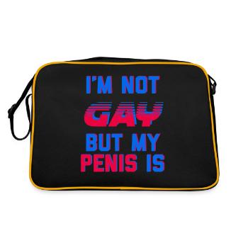 Ich bin nicht schwul, aber mein Penis ist - Retro Tasche - Schwarz/Gold - Hinten