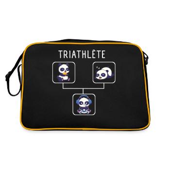 Humour Gamer Panda Triathlete Cadeau Jeux Video - Sac Retro - noir/or - Dos