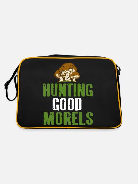 Hunting Good Morels Retro Funny Mushroom Hunting - Retro Bag - black/gold - Back
