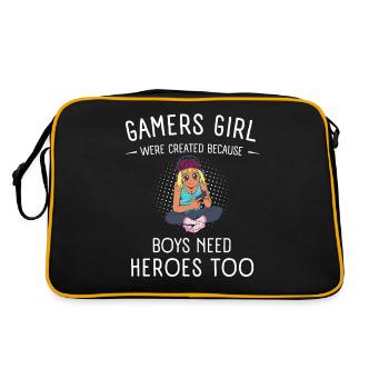 Gamers Girl Because Boys Need Heroes Geek Gamer - Sac Retro - noir/or - Dos