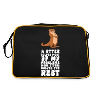 Petits jeux de mots sur les loutres et blagues sur les loutres - Sac Retro - noir/or - Dos