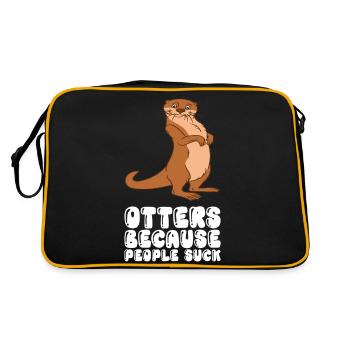 Petits jeux de mots sur les loutres et blagues sur les loutres - Sac Retro - noir/or - Dos