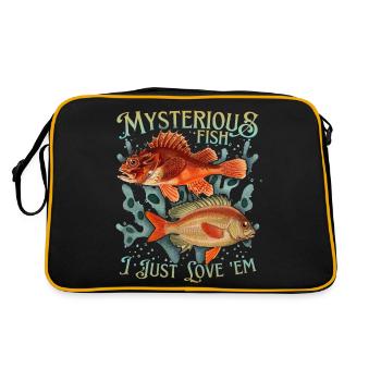 Poissons Vintage Illustration Love-Fish Dicton - Sac Retro - noir/or - Dos
