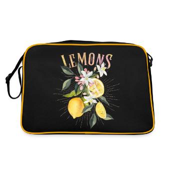 Lemon, botanical illustration, lemon blossoms - Retro Bag - black/gold - Back