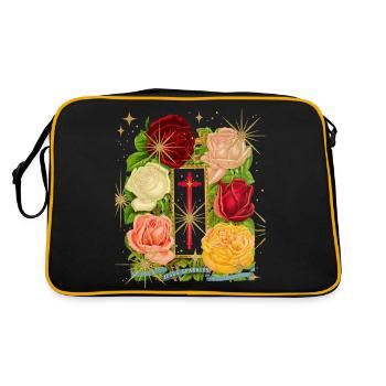 Jésus, Jésus-Christ, motif de rose vintage disant - Sac Retro - noir/or - Dos