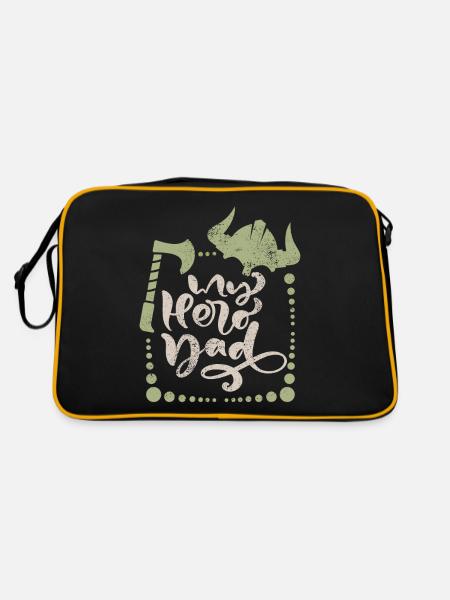 Dicton de la fête des pères vikings avec casque et hache vikings - Sac Retro - noir/or - Dos