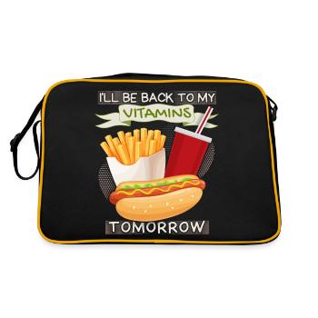 Junk food, fast food, hot dog funny saying - Retro Bag - black/gold - Back